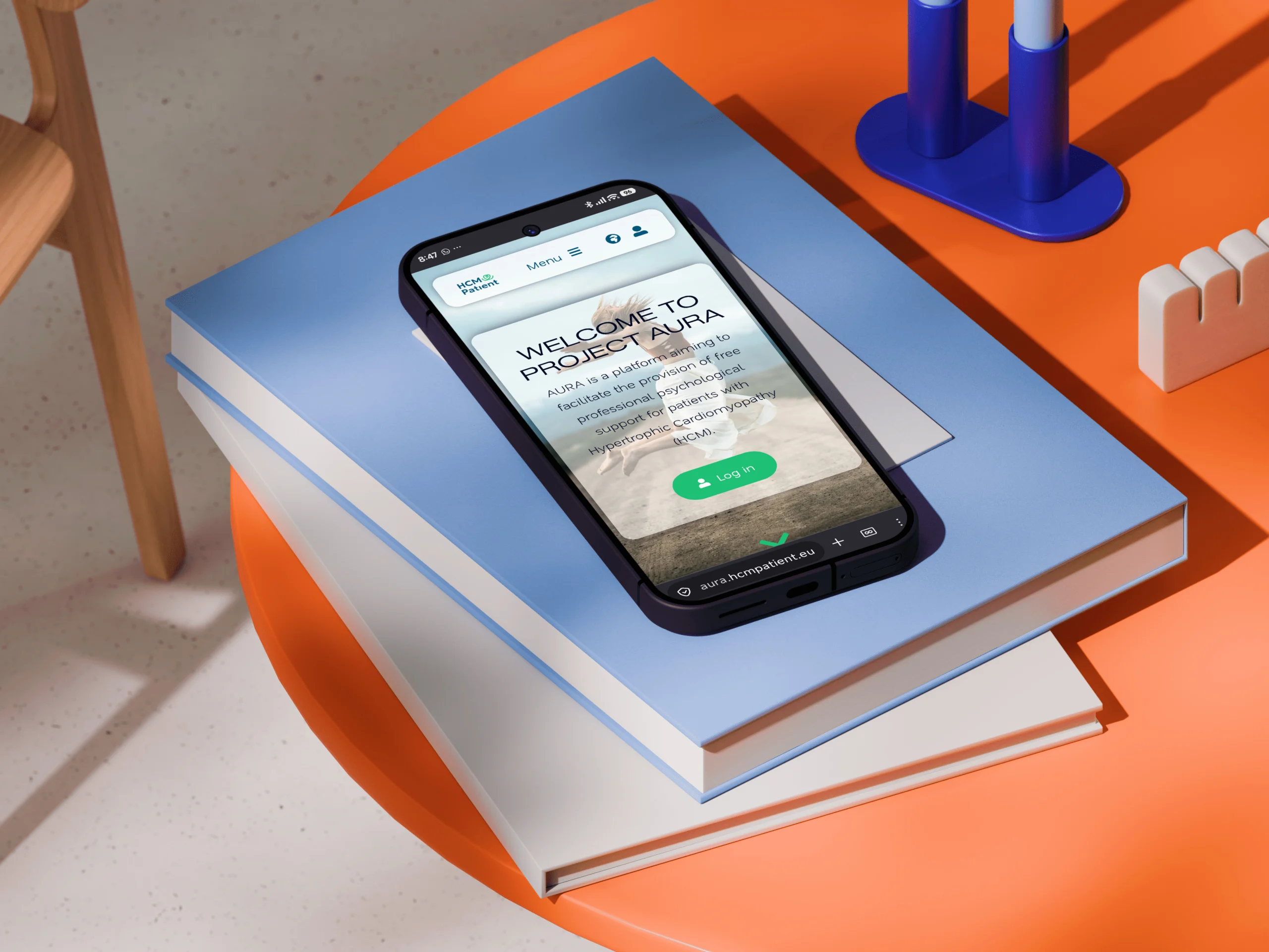 Project Aura, created by Smartprint Bulgaria displayed on a mobile phone